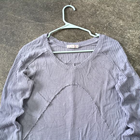It's Our Time Sweater Womens XL Gray Ribbed Distressed Relaxed Long Sleeve - Picture 2 of 8